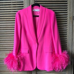 ZARA straight cut Feather sleeve Blazer